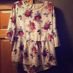 Floral loose peplum blouse